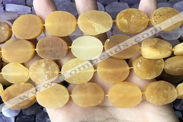 CNG3704 15.5 inches 15*20mm oval rough yellow jade beads