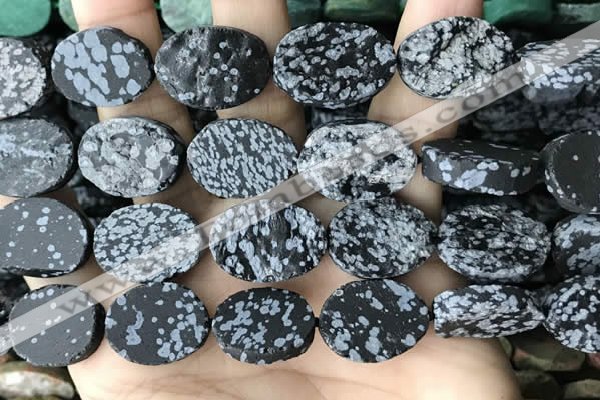 CNG3710 15.5 inches 15*20mm oval rough snowflake obsidian beads