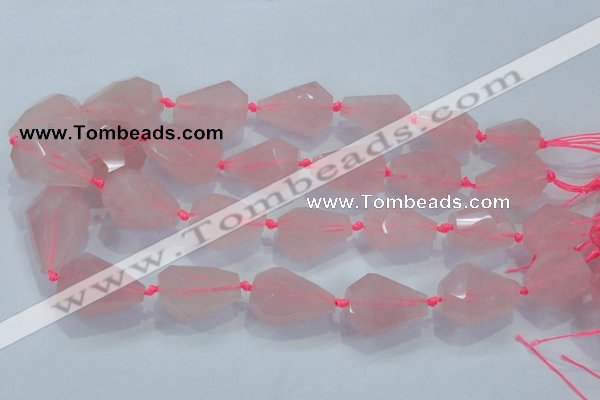 CNG384 15.5 inches 15*20mm – 25*30mm faceted nuggets rose quartz beads