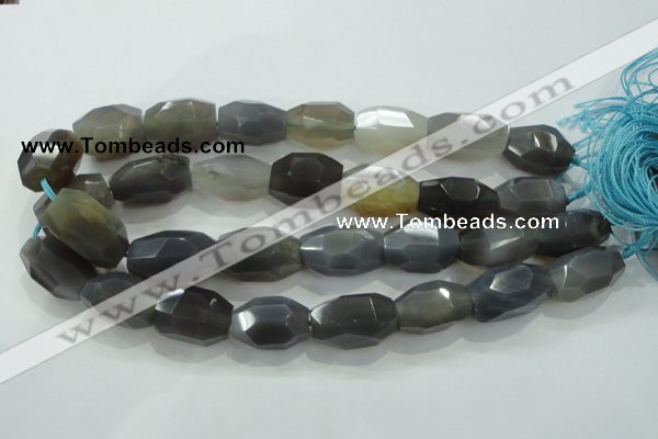CNG394 15.5 inches 16*26mm faceted nuggets grey agate beads