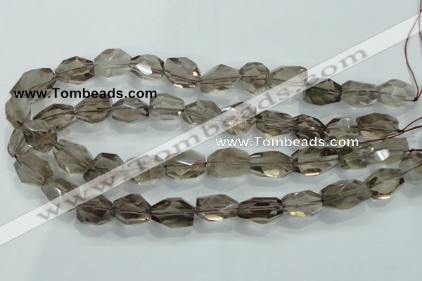 CNG401 15.5 inches 15*20mm faceted nuggets smoky quartz beads