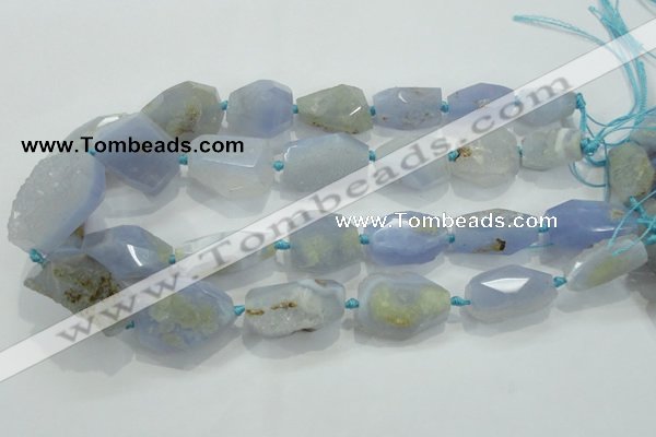 CNG404 15.5 inches 15*20mm - 18*30mm faceted nuggets blue chalcedony beads