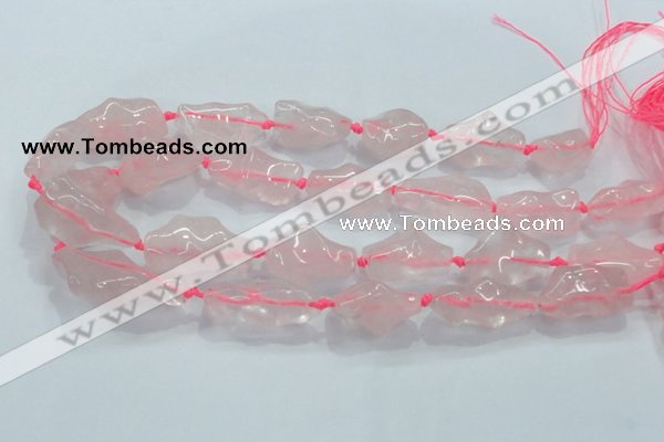 CNG422 15.5 inches 15*20mm - 22*34mm nuggets rose quartz beads