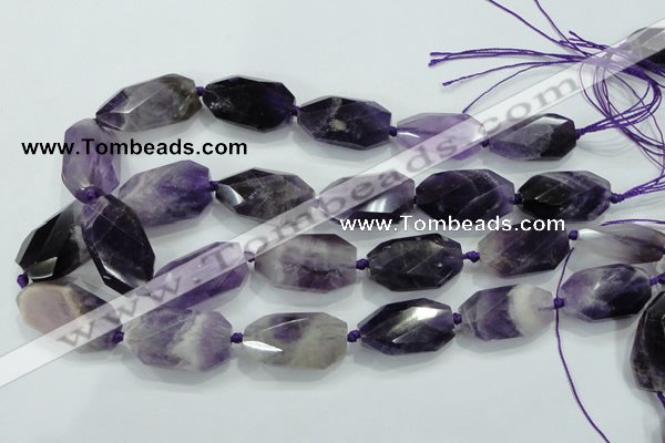 CNG482 15.5 inches 20*30mm twisted & faceted nuggets amethyst beads