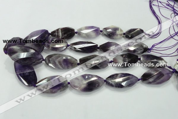 CNG483 15.5 inches 20*32mm twisted & faceted nuggets amethyst beads