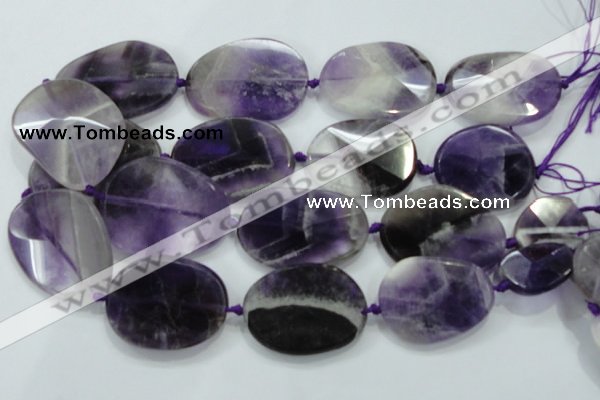 CNG485 20*30mm - 35*45mm twisted & faceted nuggets amethyst beads