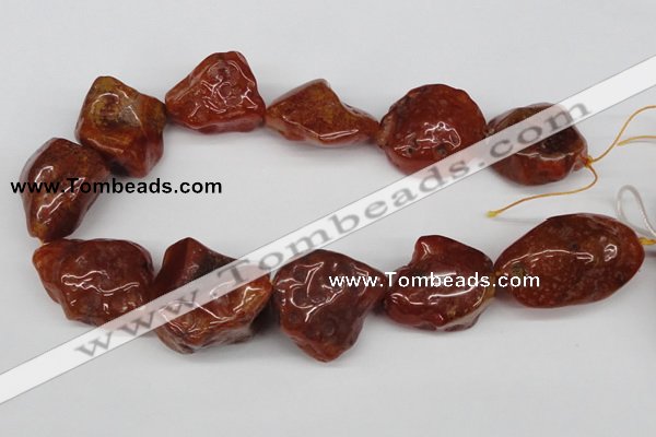 CNG49 15.5 inches 28*32mm nuggets red agate gemstone beads