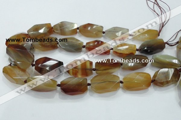 CNG490 15 inches 18*32mm twisted & faceted nuggets agate beads