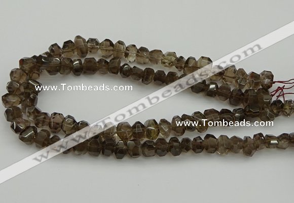 CNG5028 15.5 inches 6*9mm - 10*15mm faceted nuggets smoky quartz beads