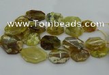 CNG5085 20*30mm - 25*45mm freeform yellow & green opal beads