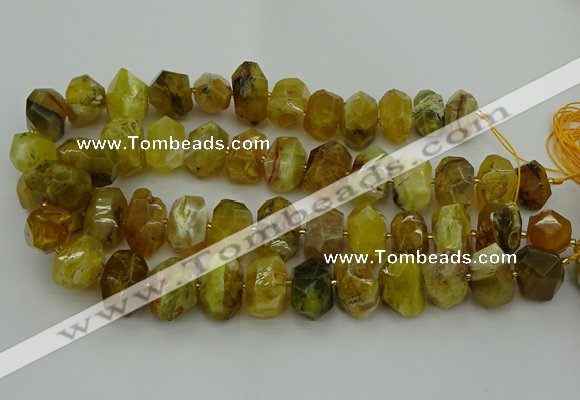 CNG5095 13*18mm - 15*20mm faceted nuggets yellow & green opal beads