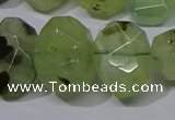 CNG5135 15*18mm - 15*20mm faceted freeform green rutilated quartz beads