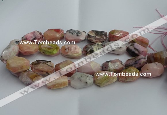 CNG5206 13*18mm - 15*25mm faceted nuggets pink opal gemstone beads