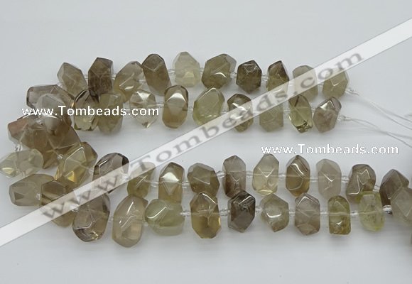 CNG5213 15.5 inches 12*16mm - 15*20mm faceted nuggets smoky quartz beads