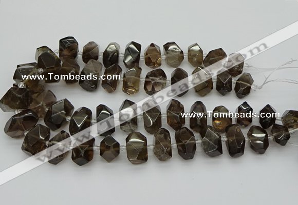 CNG5214 15.5 inches 12*16mm - 15*20mm faceted nuggets smoky quartz beads