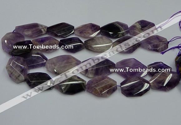 CNG5264 20*30mm - 22*35mm faceted freeform dogtooth amethyst beads