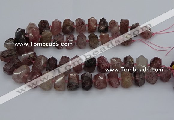 CNG5274 12*16mm - 15*20mm faceted nuggets strawberry quartz beads