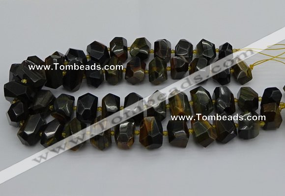 CNG5275 15.5 inches 12*16mm - 15*20mm faceted nuggets blue tiger eye beads