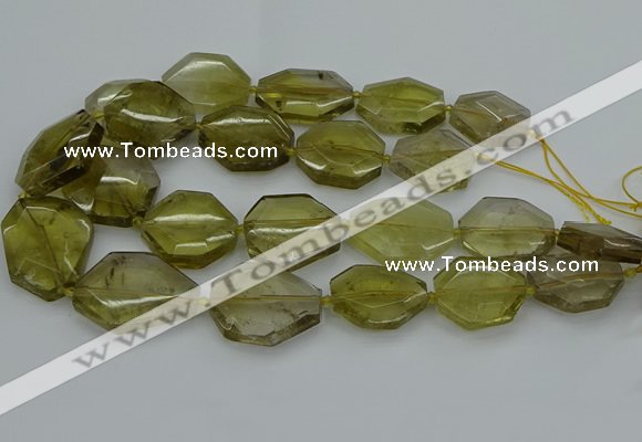 CNG5284 15.5 inches 20*30mm - 35*45mm faceted freeform lemon quartz beads