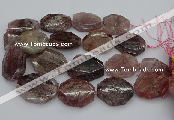 CNG5285 20*30mm - 35*45mm faceted freeform strawberry quartz beads