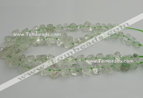 CNG5308 15.5 inches 8*15mm - 15*25mm nuggets green phantom quartz beads