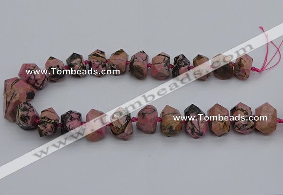 CNG5326 15.5 inches 12*16mm - 15*20mm faceted nuggets rhodonite beads