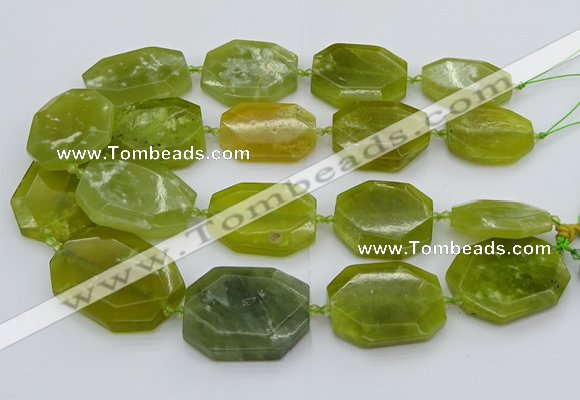 CNG5358 15.5 inches 20*30mm - 35*45mm faceted freeform lemon jade beads