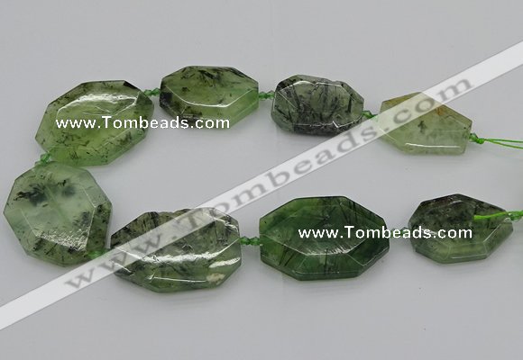 CNG5359 20*30mm - 35*45mm faceted freeform green rutilated quartz beads