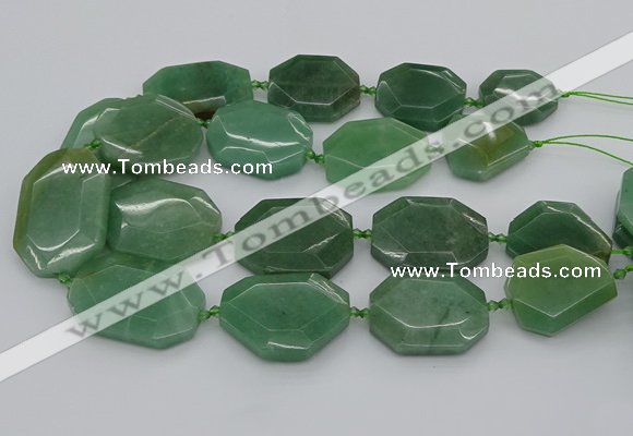 CNG5361 20*30mm - 35*45mm faceted freeform green aventurine beads