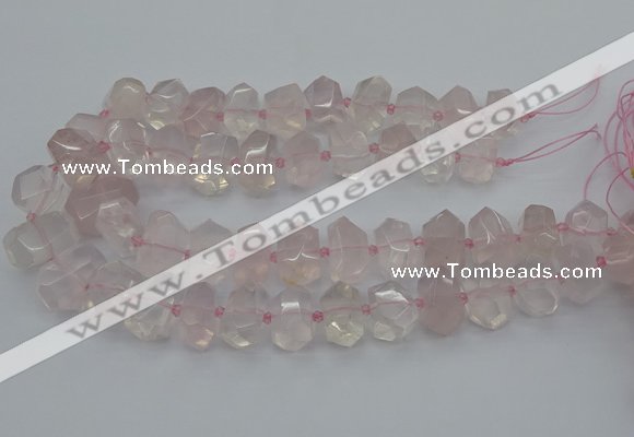 CNG5366 15.5 inches 12*16mm - 15*20mm faceted nuggets rose quartz beads