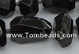 CNG5373 12*16mm - 18*25mm faceted nuggets black tourmaline beads