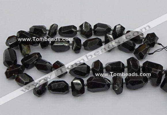 CNG5373 12*16mm - 18*25mm faceted nuggets black tourmaline beads