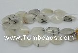 CNG5376 20*30mm - 35*45mm faceted freeform black rutilated quartz beads