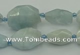 CNG5392 15.5 inches 10*14mm - 15*25mm faceted nuggets aquamarine beads
