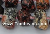 CNG5415 12*16mm - 15*20mm faceted nuggets red snowflake obsidian beads