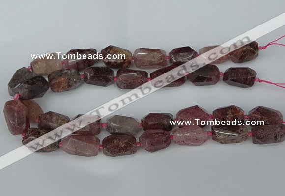 CNG5442 12*16mm - 15*25mm faceted nuggets strawberry quartz beads
