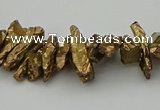 CNG5463 15.5 inches 6*10mm - 8*20mm nuggets plated quartz beads