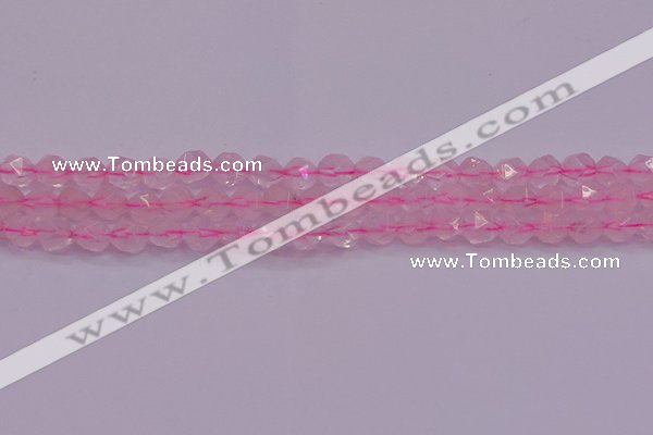 CNG5482 15.5 inches 8mm faceted nuggets rose quartz beads