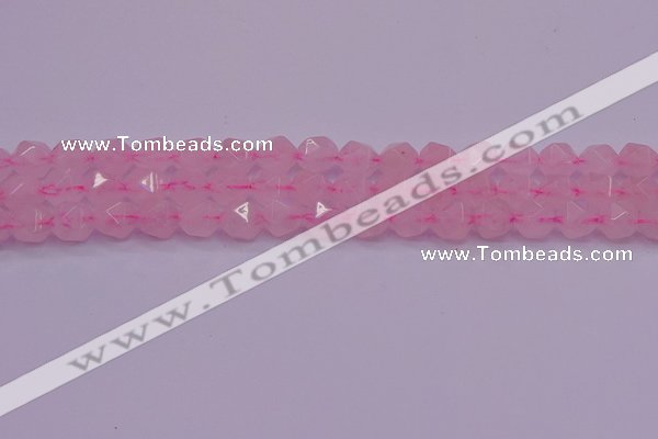 CNG5483 15.5 inches 10mm faceted nuggets rose quartz beads