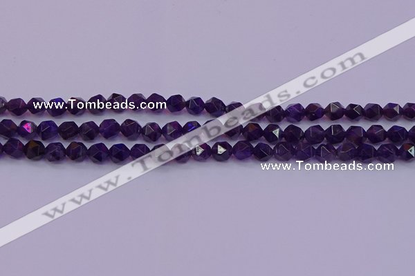 CNG5491 15.5 inches 6mm faceted nuggets amethyst gemstone beads