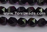 CNG5502 15.5 inches 8mm faceted nuggets black agate beads