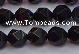 CNG5503 15.5 inches 10mm faceted nuggets black agate beads