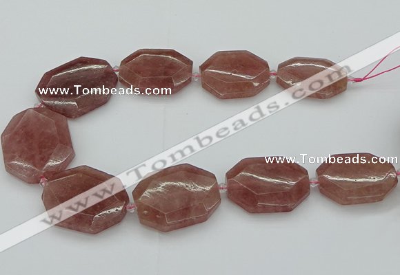 CNG5515 20*30mm - 35*45mm faceted freeform strawberry quartz beads