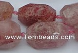 CNG5552 15*20mm - 18*28mm faceted nuggets strawberry quartz beads