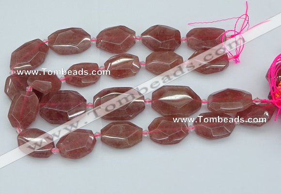 CNG5594 20*25mm - 25*35mm faceted freeform strawberry quartz beads