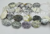 CNG5598 20*30mm - 35*45mm faceted freeform white opal gemstone beads