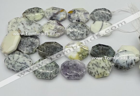 CNG5598 20*30mm - 35*45mm faceted freeform white opal gemstone beads