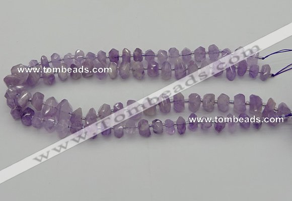 CNG5601 6*16mm - 8*18mm faceted nuggets lavender amethyst beads