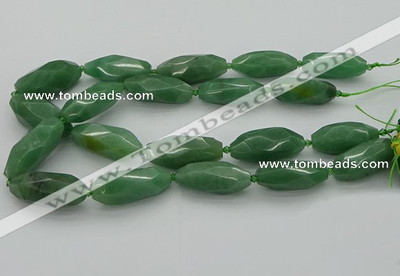 CNG5614 15.5 inches 15*35mm - 18*40mm faceted rice green aventurine beads