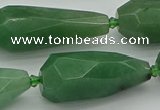 CNG5615 15*35mm - 18*45mm faceted teardrop green aventurine beads